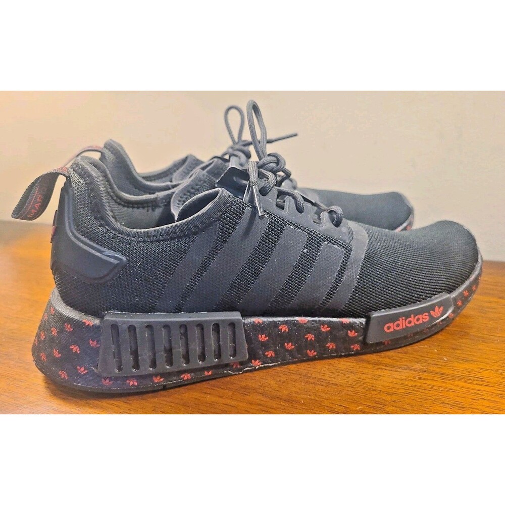 Adidas NMD_R1 Mens Core Black Better Scarlet Red Sneakers ID9768 Sz 10.5 NMD R1